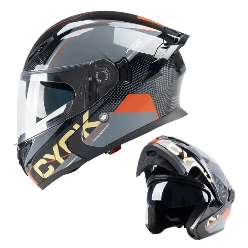 Motorcycle Helmet Men's and Women's Flip Face Helmet Double Mirror Semi Full Coverage Motorcycle Personality Capacetes De Moto