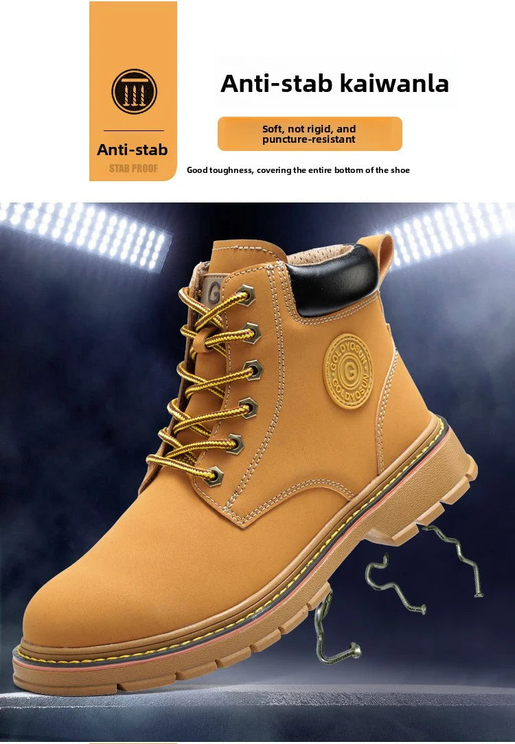 high-top Work Boots For Men Anti-smash Anti-puncture Work Shoes with Steel Toe leather safety shoes men for work waterproof shoe