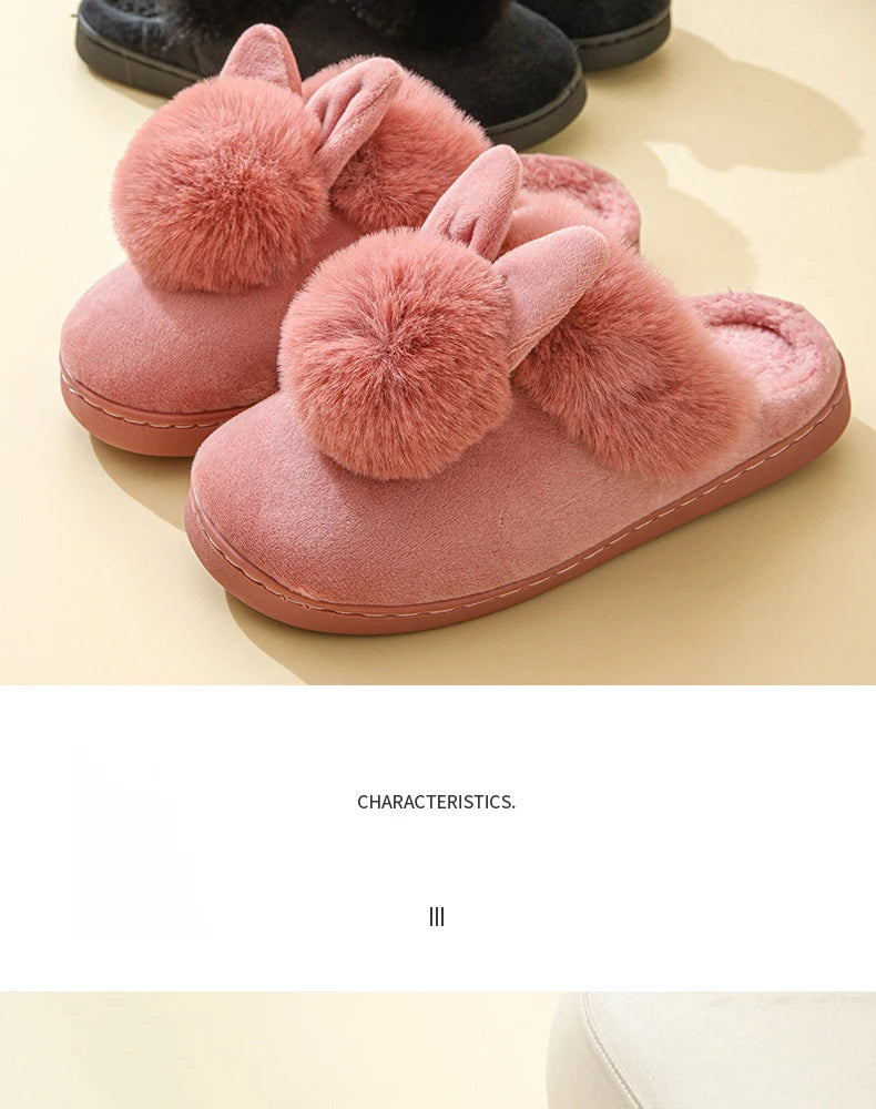 Evshine Winter Plush House Slippers For Women Cute Cartoon Indoor Fuzzy Slides Fur Lined Cotton Shoes Cozy Bedroom Furry Slipper