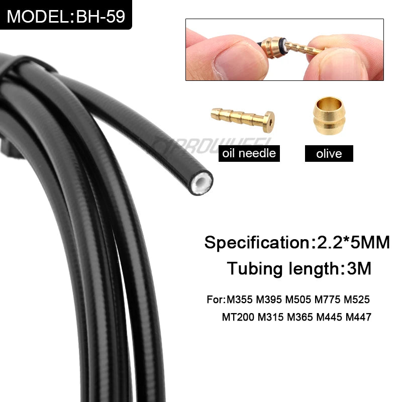 Mountain Bike Hydraulic Brake Line BH59 BH90 Oil Hose Olive Needle 3 Meters for Shimano MT200 M375 M395 Bicycle Disc Brake