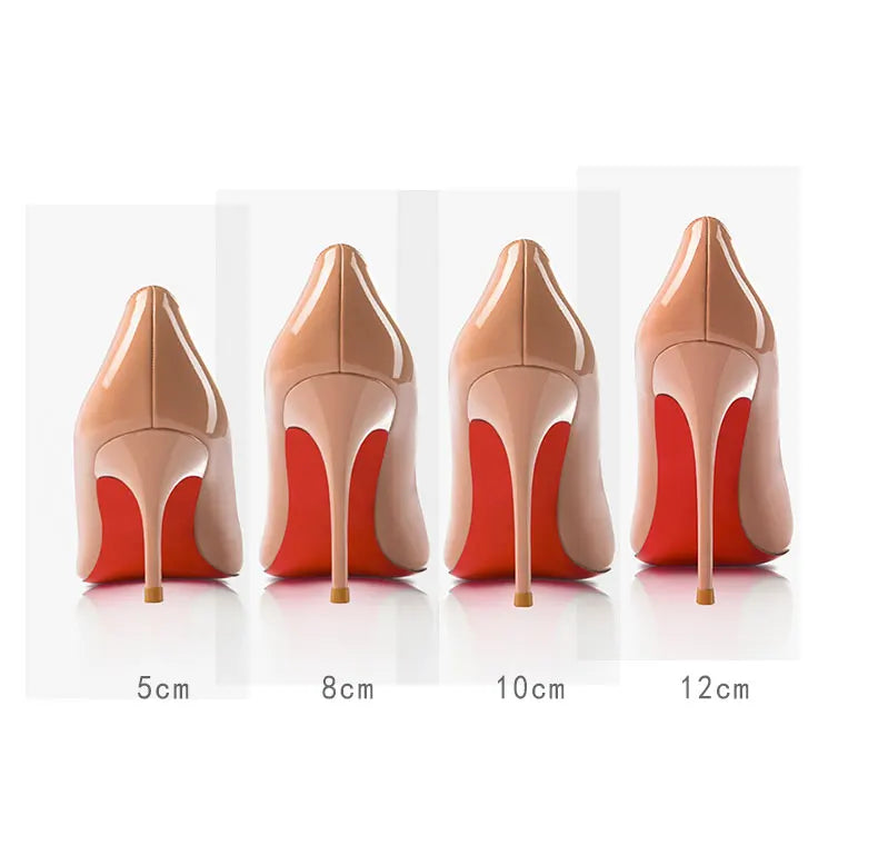Women heels Naked color Women's elegant high heel Luxury Black shoes woman 2025 Red Shiny Bottoms Pointed Toe party Ladies Women