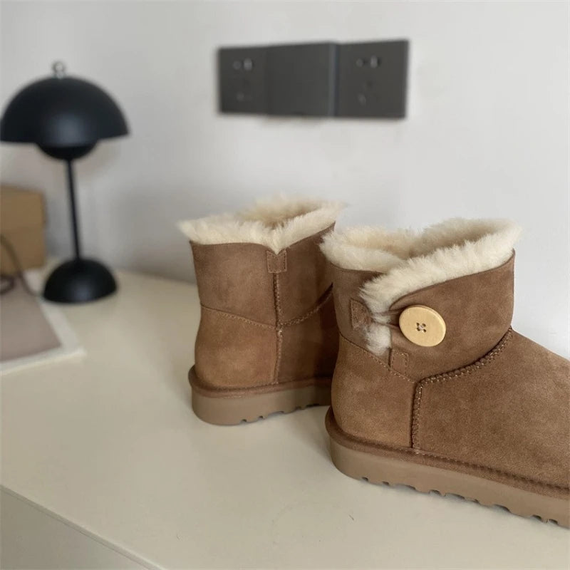 2026 New Design Winter Boots Women Super Mini Real Sheepskin Wool Comfort Warm Natural Fur Shoe Man Classic Snow Boot Size 35-44