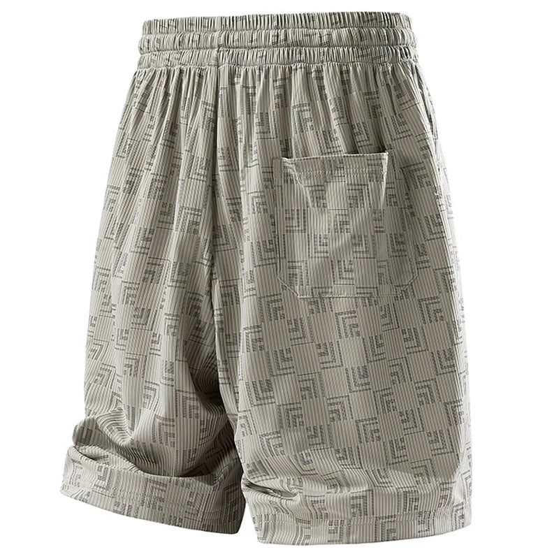Men's Printed Cargo Shorts Summer Ice Silk Casual Loose Plus-Size 7XL 8XL Shorts Outdoor Gym Running Sports Five-Point Shorts
