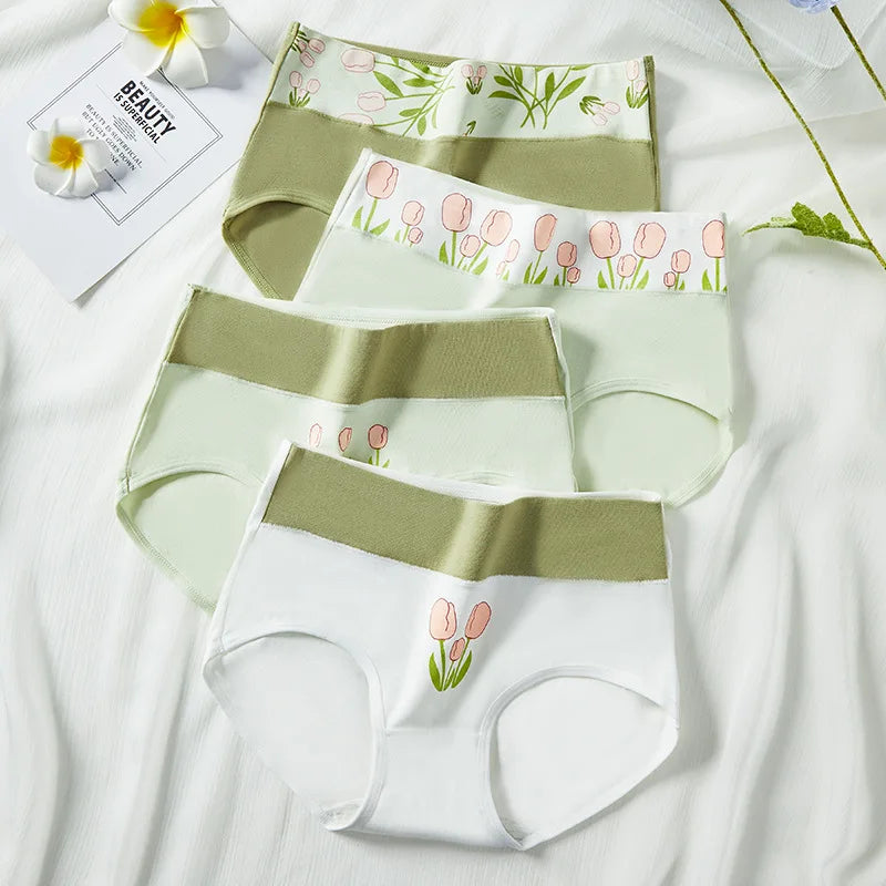 High Waist 4Pcs/Set Cotton Panties Women Briefs Seamless Body Shaper Breathable Underwear Comfort Female Lingerie Plus Size 5XL