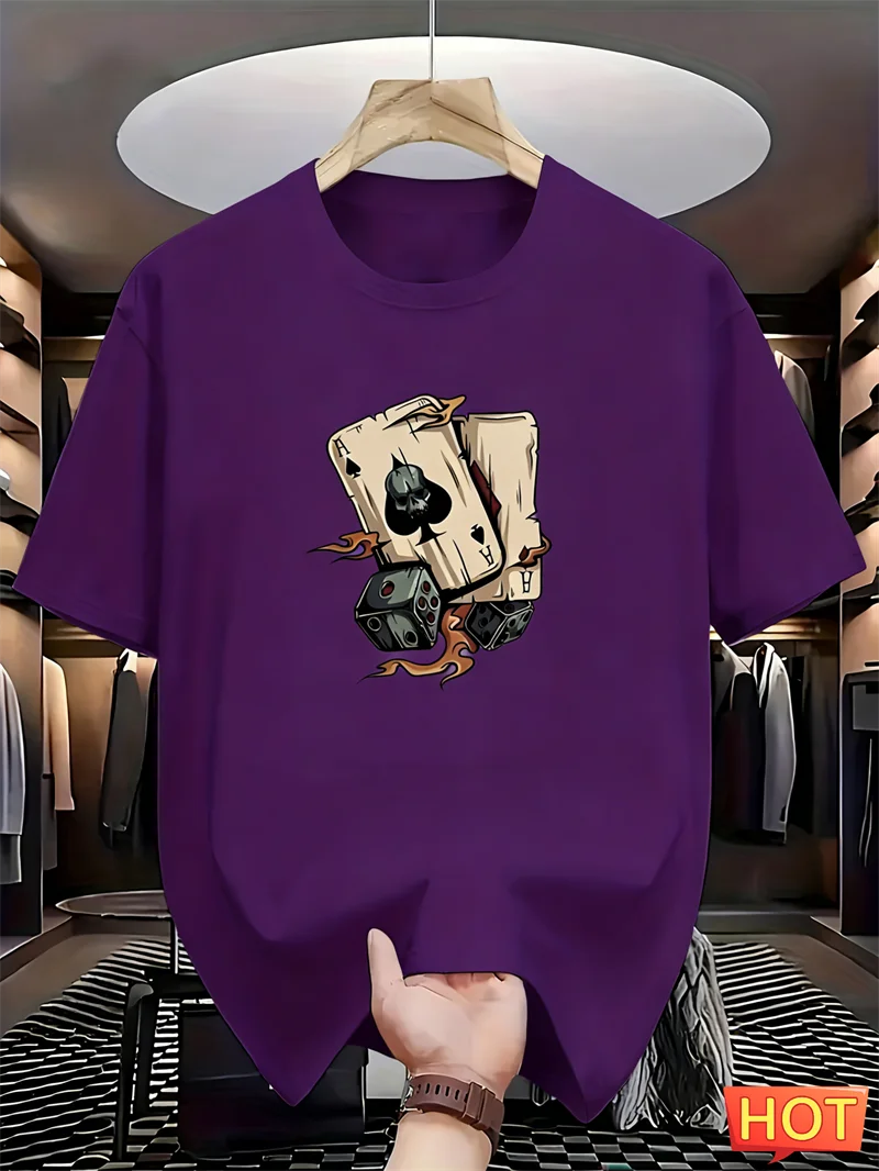 Simple Poker Dice Graphic T Shirts For Men Fashion Trendy Short Sleeve 3D Printed T-shirts Cool Oversized Streetwear Tees Tops