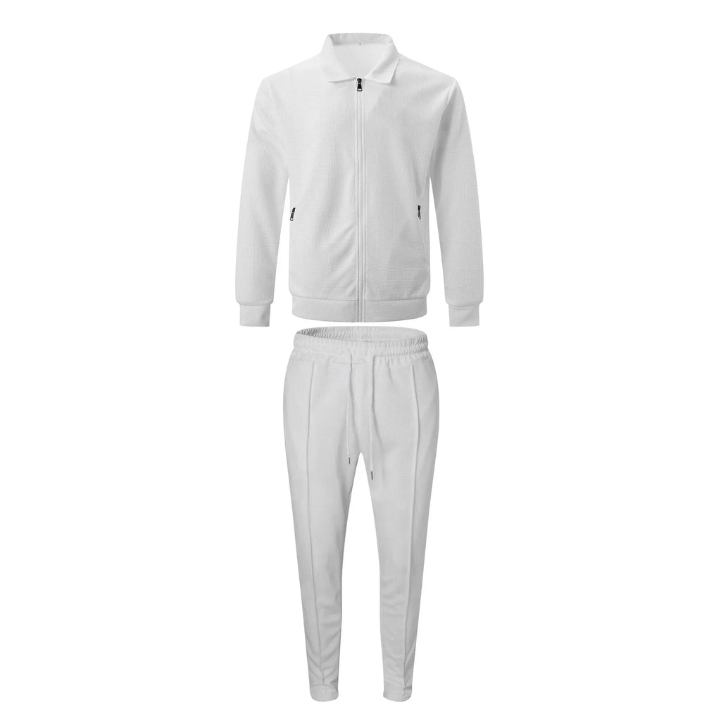 The new 2025 spring and autumn sports men's youth popular solid color jacket jacket trousers two leisure sports suit