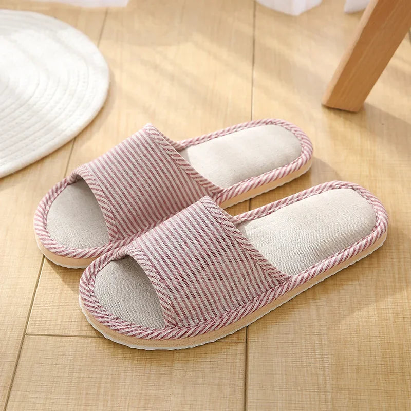 Four Season Linen Home Slippers Women Indoor Bedroom Women House Slides Autumn Unisex Lovers Shoes Adults Outdoor Casual Sandals