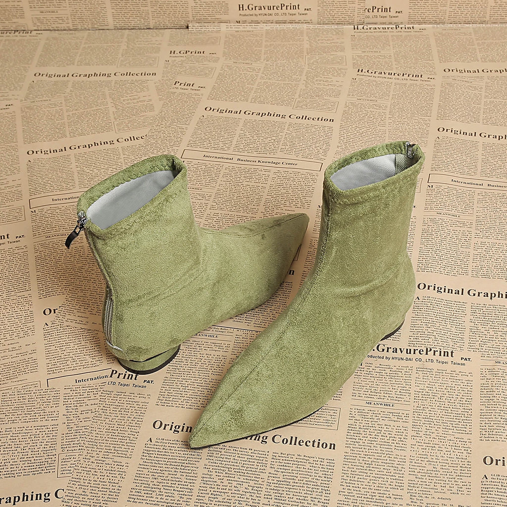 2025 Autumn Suede Warm Casual Women's Ankle Boots Comfortable and Elegant Pointed Toe Party Low Heel New Women's High Heels