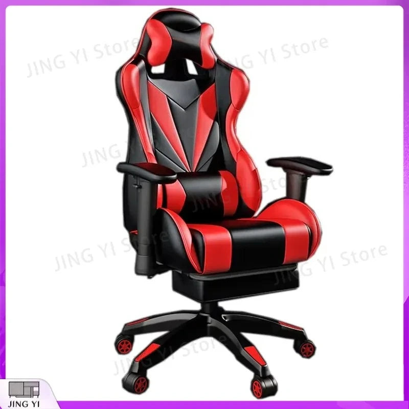 High-Back Gaming Chair with Footrest Massage Function PU Leather Reclining Computer Chair Ergonomic Office Chair for Gamers