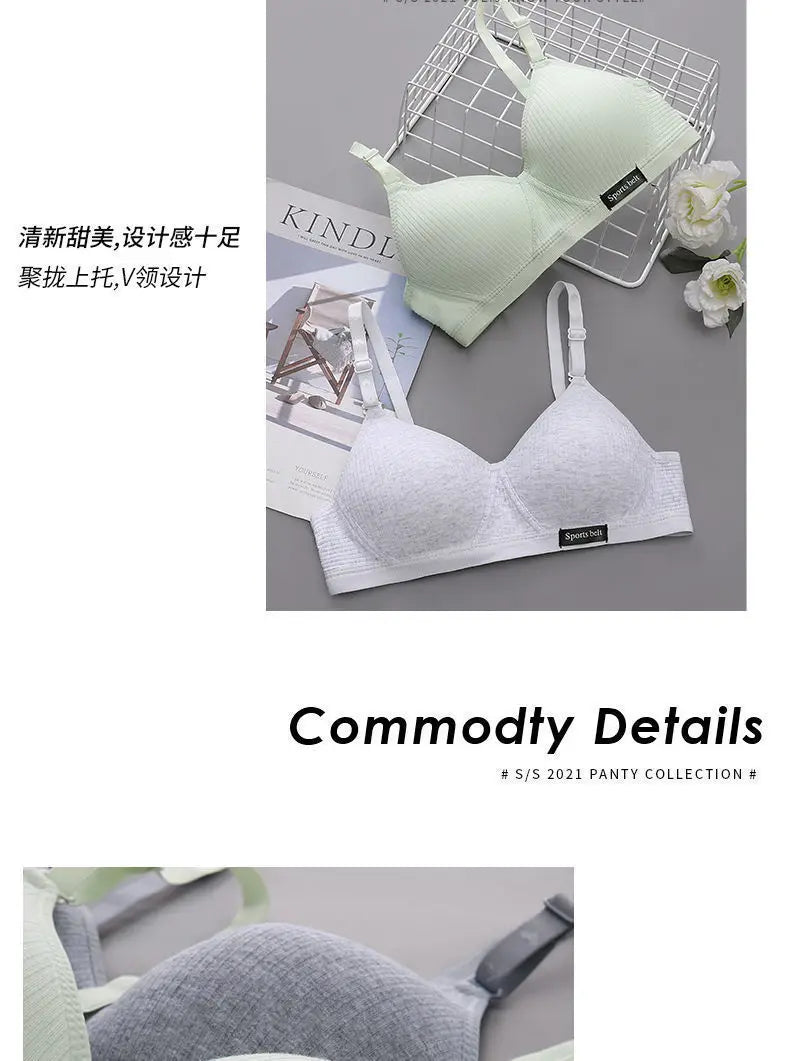 3pcs Women Thin Wireless Bra Girl Seamless Push Up Bra Student Comfort V-Shaped Underwear Adolescent Breathable Comfort Lingerie