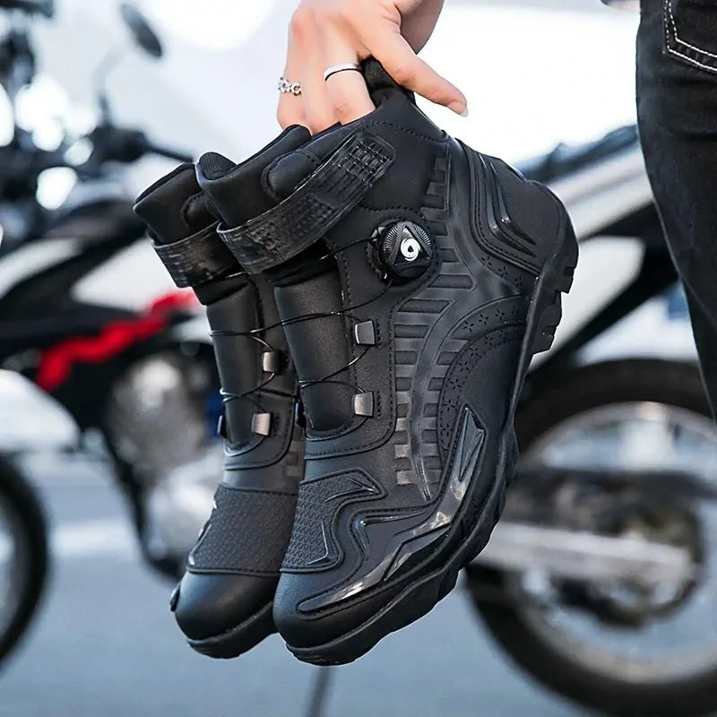 Men Motorcycle Boots Breathable Anti Slip Wear Resistant Ankle Support Motorbike Racing Riding Shoes for Outdoor Street Riding