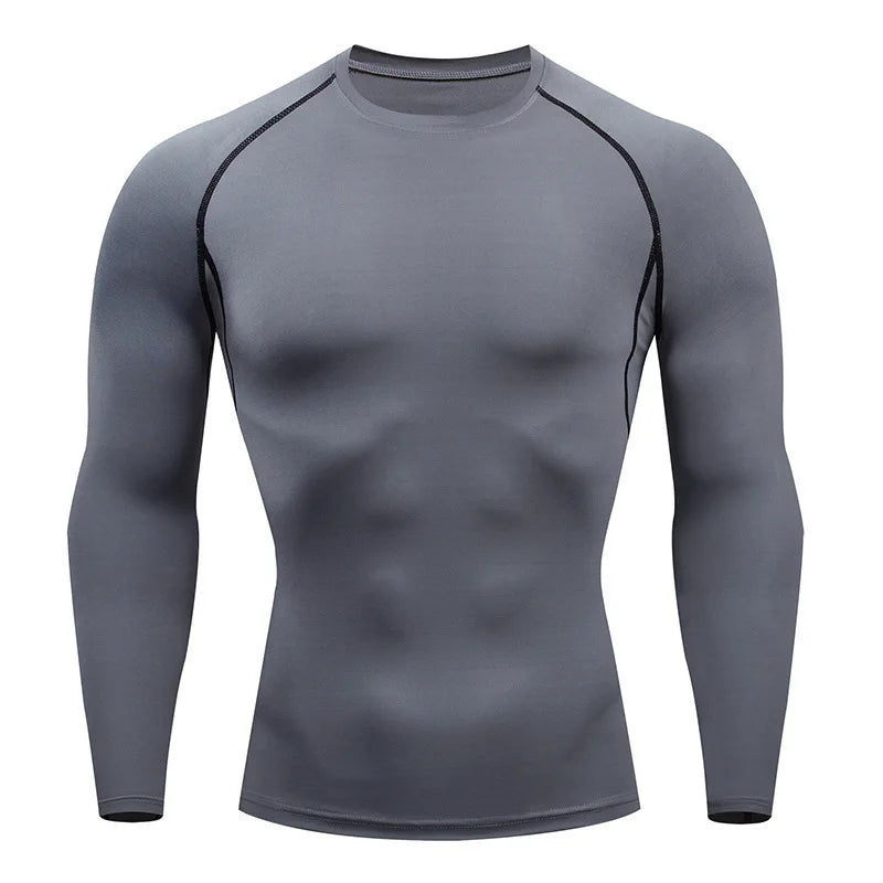 Autumn Winter Compression Shirt Long Sleeve Casual Slim T Shirts For Men Quick Dry Football Tops Gym Sport T Shirt Man Clothing