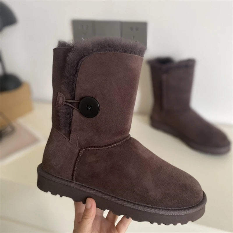 2026 New Design Winter Boots Women Super Mini Real Sheepskin Wool Comfort Warm Natural Fur Shoe Man Classic Snow Boot Size 35-44