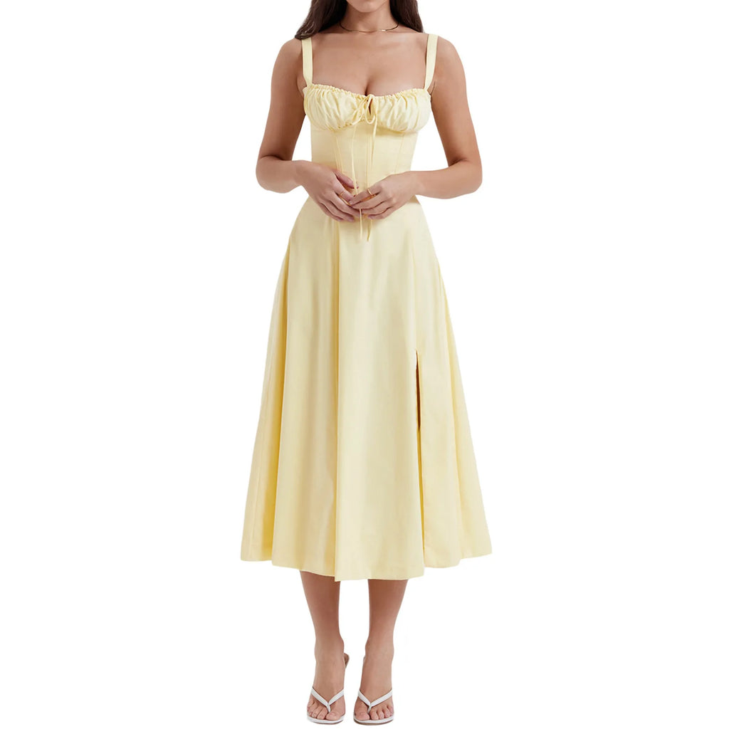 Elegant Long Dresses For Women 2025 Summer Sexy Sling Sleeveless Backless Bandage Party Dress Female Solid Color Maxi Vestidos