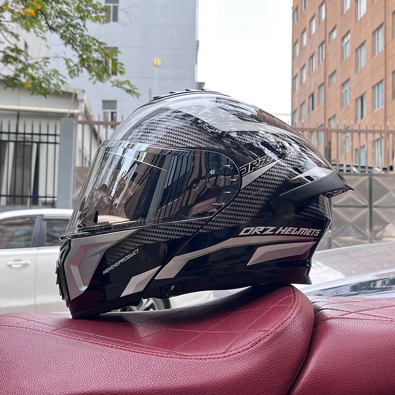 Orz-958 Motorcycle Helmet, Men's and Women's Open Face Helmet, Summer Dual Mirror Large Tail, Semi Fully Covered All Season