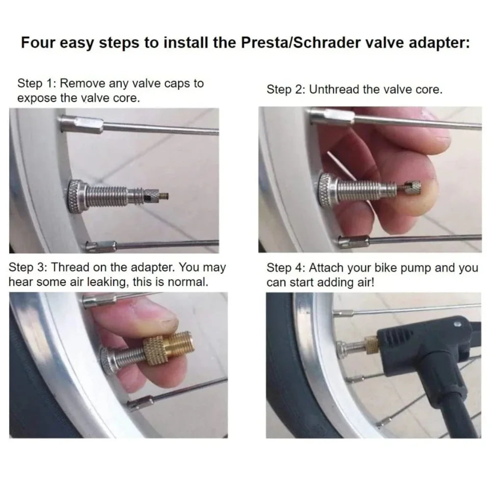 Bicycle Presta To Schrader Adapter Bike Tire Valve Adapter Copper Golden Bicycle Pump Tire Valve Connectors F/V To A/V Converter