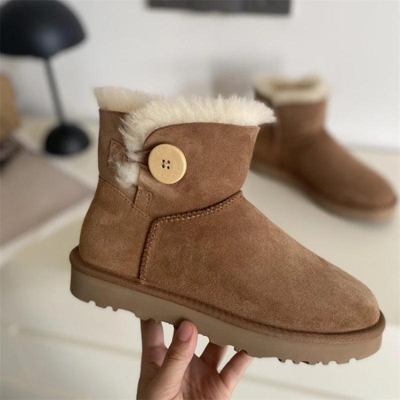 2026 New Design Winter Boots Women Super Mini Real Sheepskin Wool Comfort Warm Natural Fur Shoe Man Classic Snow Boot Size 35-44