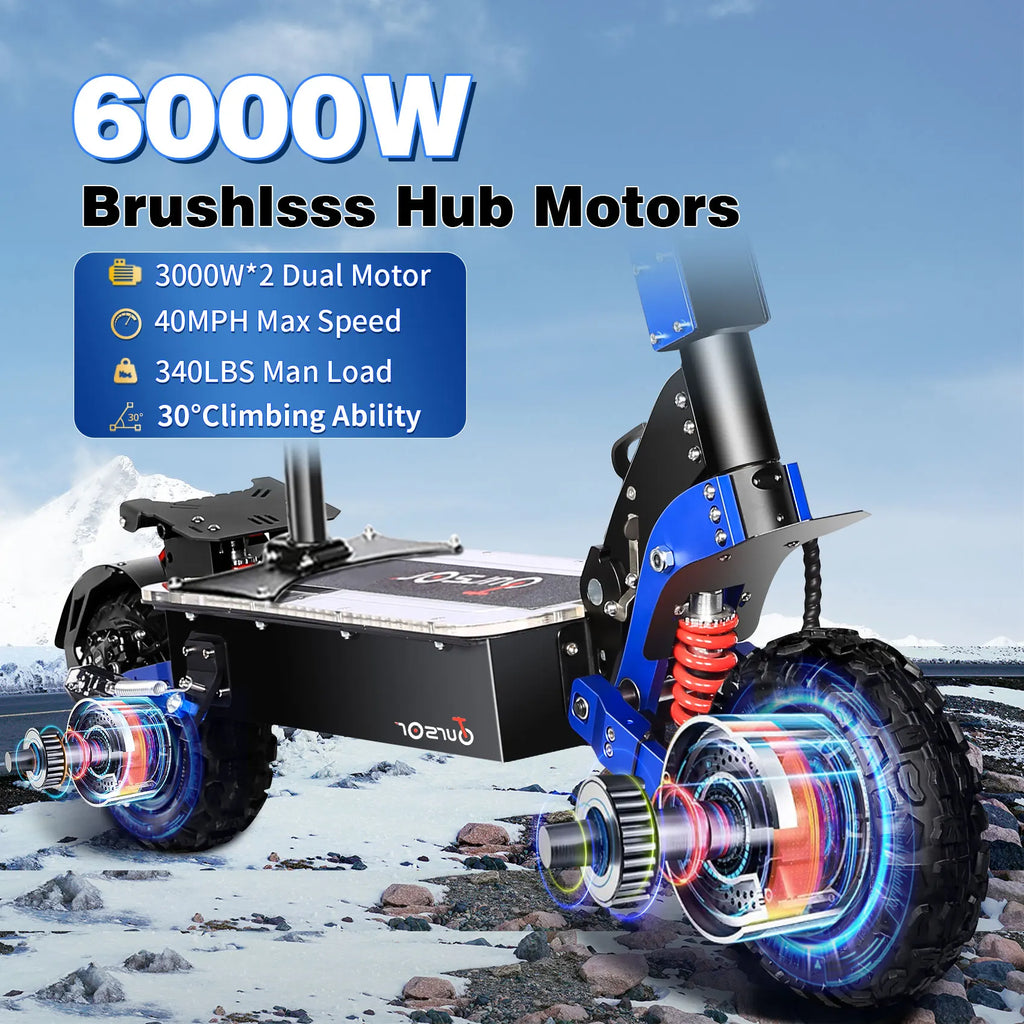 Motor 60V 40AH Electric Scooter 11 Inch Off-Road Tyres with Seat Max Speed 85-90km/hLCD Display Foldable Escooter