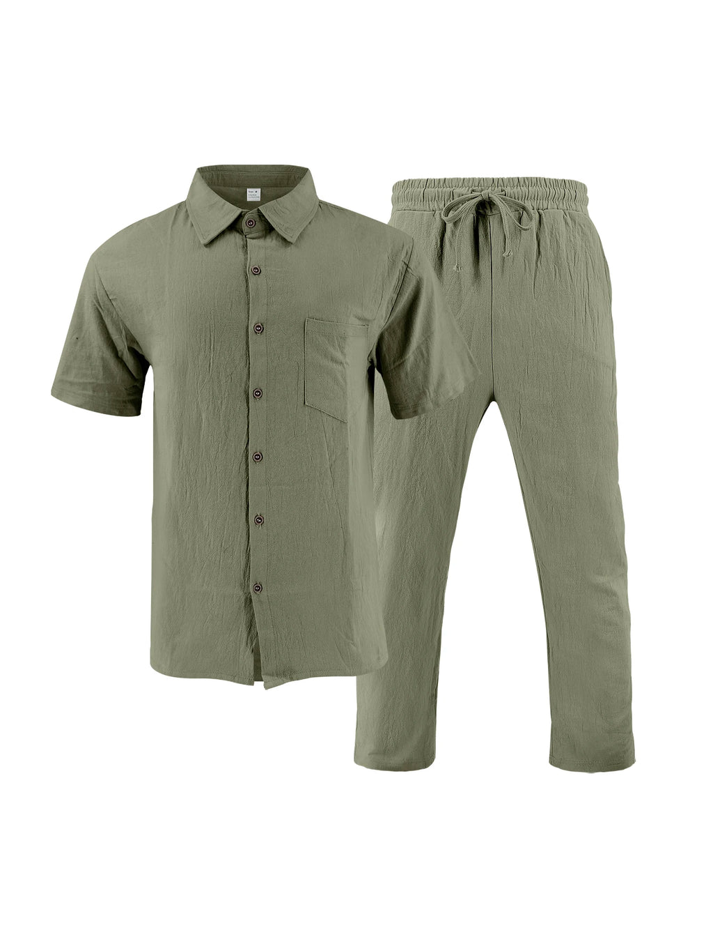 2025 New Arrival Men's Casual Tracksuit Linen Shirt and Pants Set Breathable Summer Outfits for Beach and Daily Wear