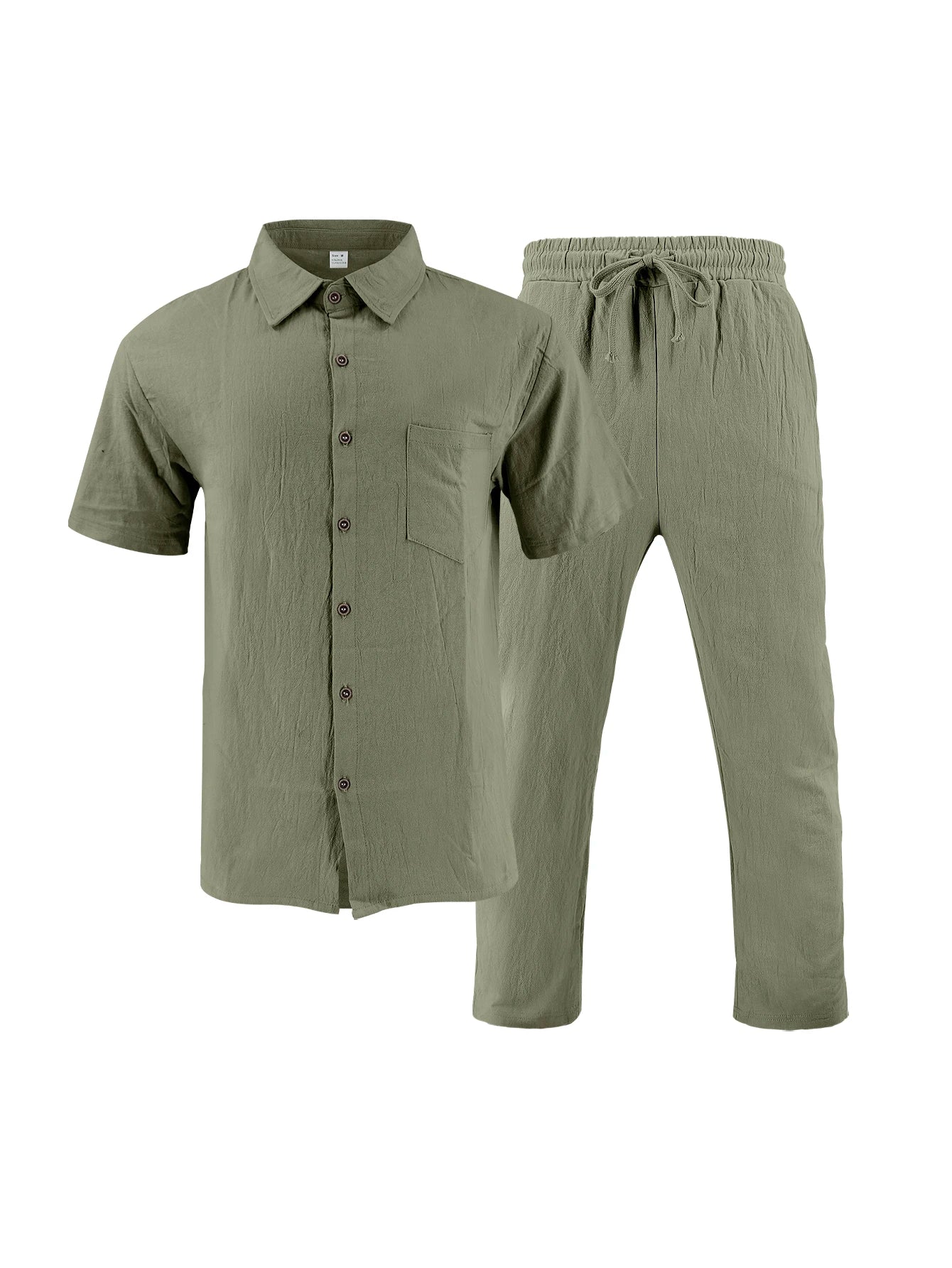 2025 New Arrival Men's Casual Tracksuit Linen Shirt and Pants Set Breathable Summer Outfits for Beach and Daily Wear