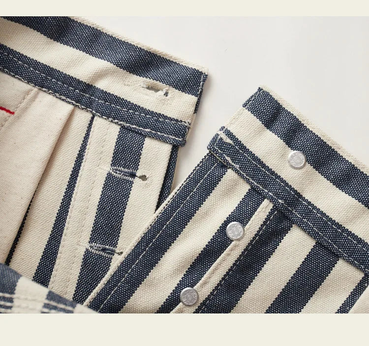 14oz Dense Thicken Heavyweight Striped Pants for Men Good Quality Winter Fall America Style Loose Casual Vintage Worker Trouser