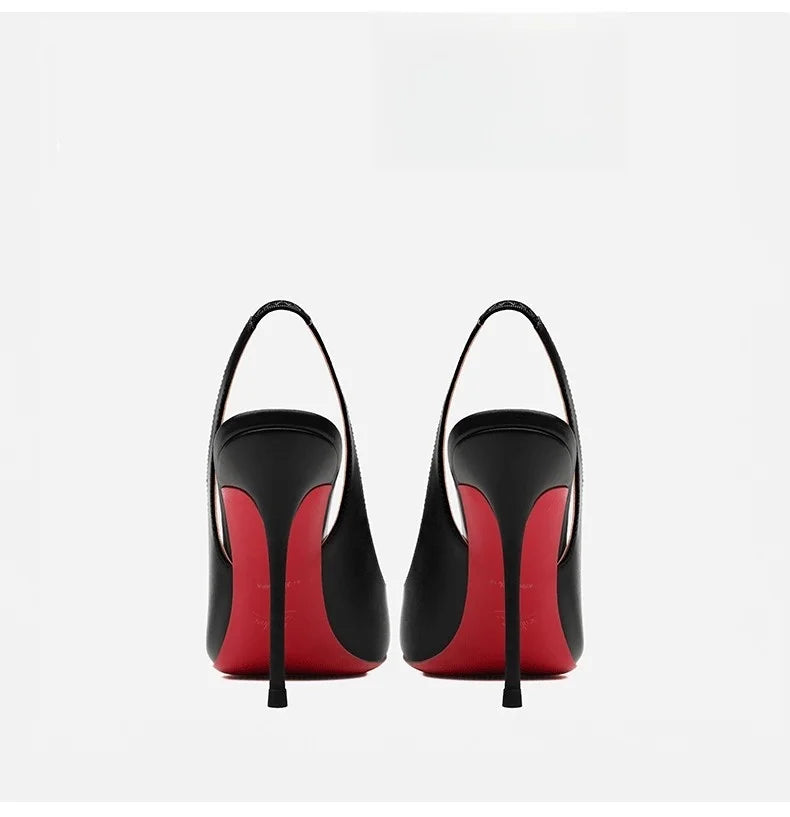 2025 Summer Woman Sandals Black Pointed toe Hollow Women's Sandals Elegant Woman Heels Luxury Designer High Quality Ladies Shoes