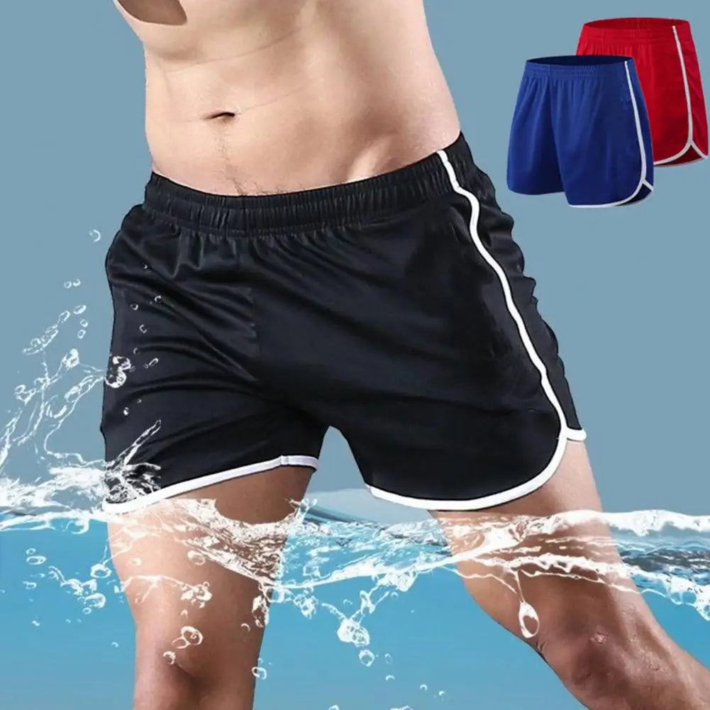 Above Knee Men Shorts Men's Summer Drawstring Shorts Elastic Waist Loose Length Beach Trousers Daily Casual