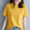 Summer Casual 100% Cotton Regular-Fit Women Crew Neck Basic White T-Shirts