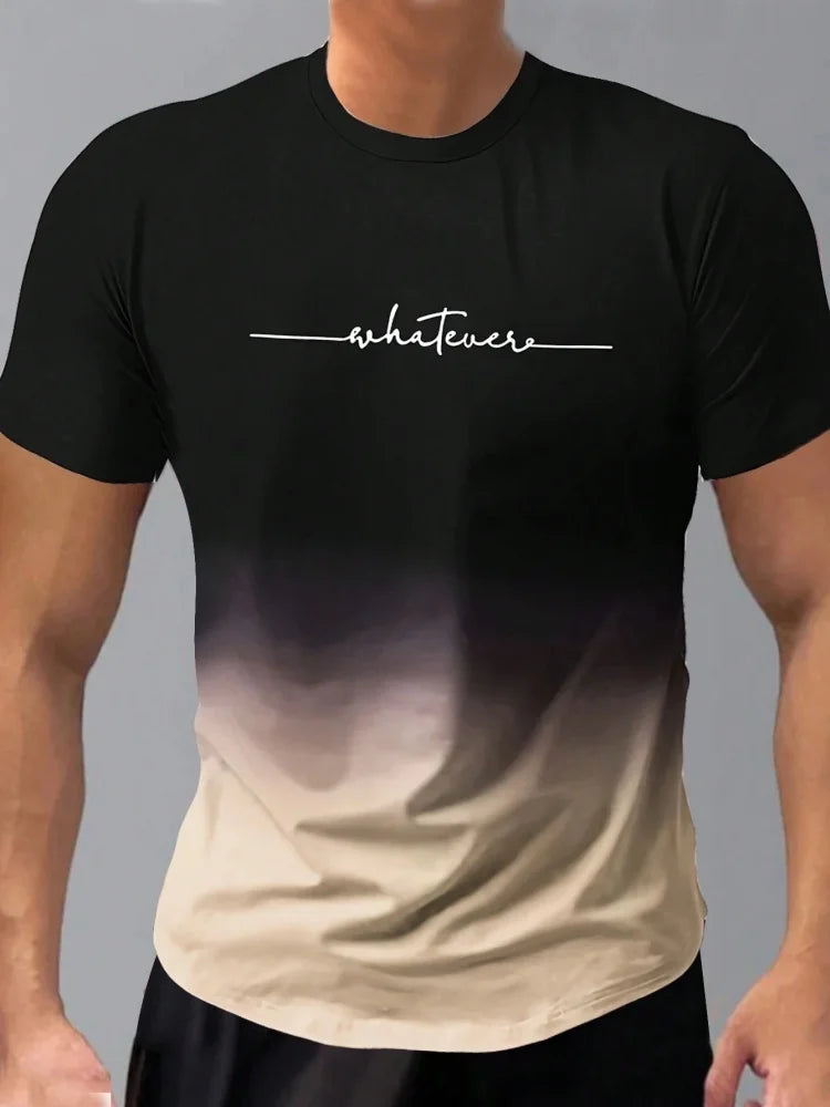 Men's Short Sleeve Summer Outdoor Breathable Round Neck T-shirt Short Sleeve Classic Stripe Pattern Large Size Loose Men's short