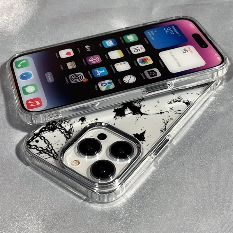 Cool Dark Gothic Cross Mark Phone Case for iPhone 17 16e 16 15 14 13 12 11 Pro Max X XS XR 8 7 Air Plus Transparent Soft Cover