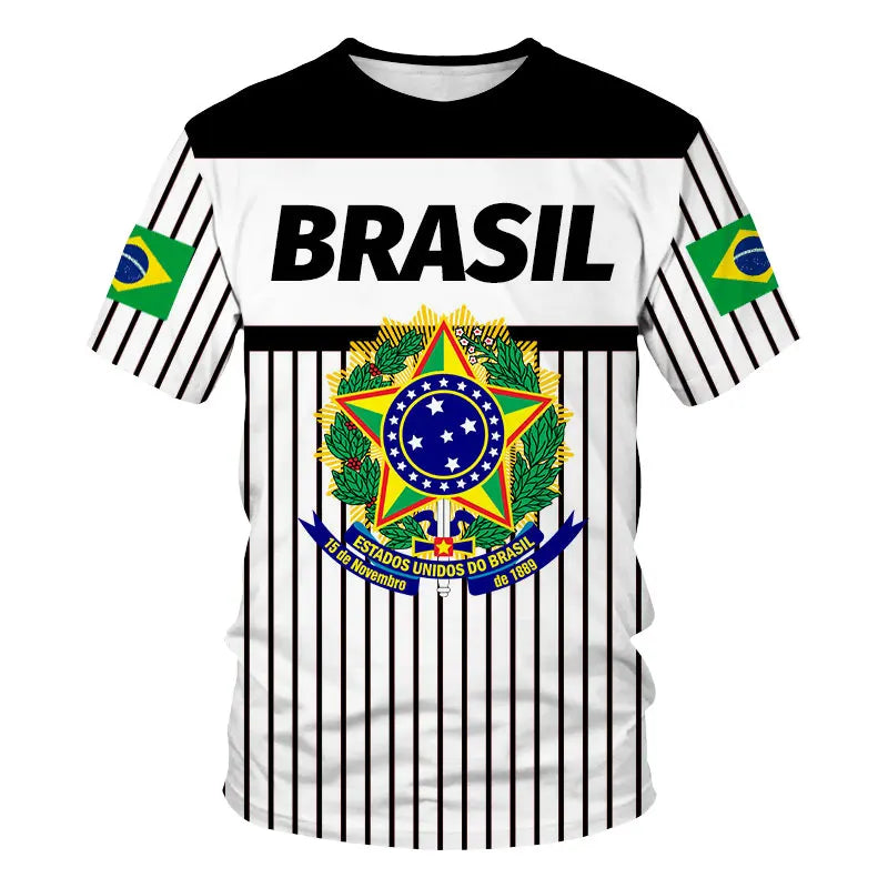 Brasil Totem Graphic T Shirt for Men 3D Printed Football Sports T-shirt Fashion Boys Streetwear Summer Quick Drying Short Sleeve