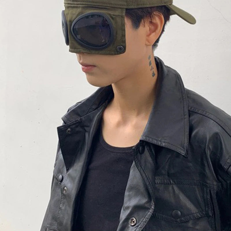 Hip Hop Aviator Hat With Sunglasses For Men Women Fashion Glasses Bonnet Summer Outdoor Sun Visors Fashion Punk Baseball Cap