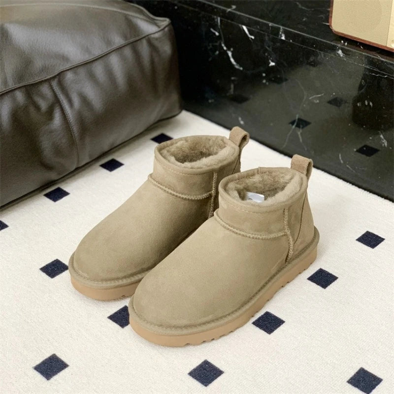 2026 New Design Winter Boots Women Super Mini Real Sheepskin Wool Comfort Warm Natural Fur Shoe Man Classic Snow Boot Size 35-44