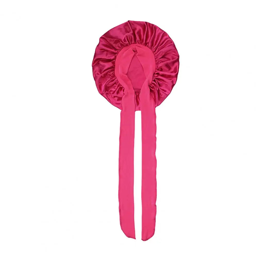 Women Sleeping Hair Bonnet with Tie Band Night Sleep Cap Adjustable Silk Satin Bonnet Wrap for Braids Long Curly Hair
