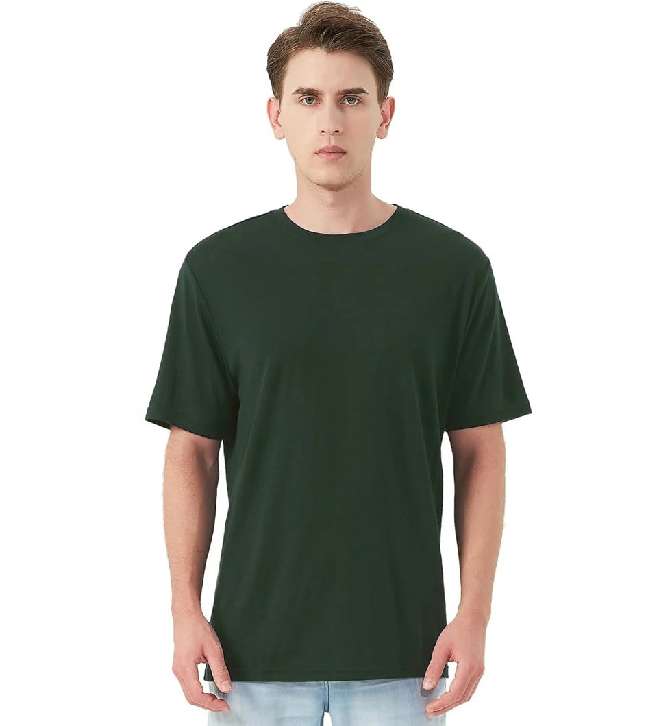 100% Merino Wool T Shirt for Men Short Sleeve Tee 170GSM Men Wool Base Layer Quick Dry Anti-Odor for Travel Hiking USA Size