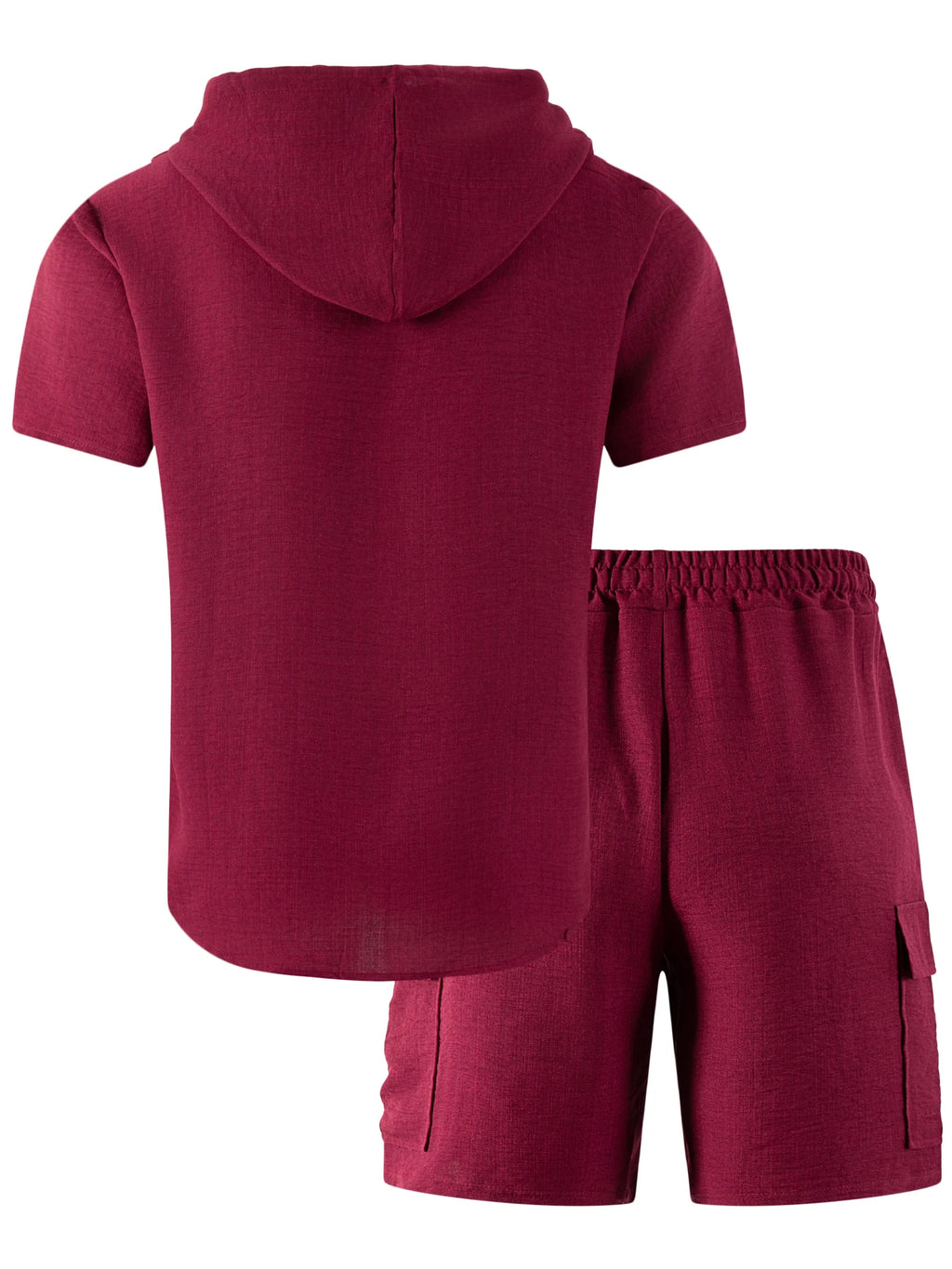 2026 New Men's Summer Casual Suit - Hooded Short-Sleeved Shirt and Drawstring Work Pants Set