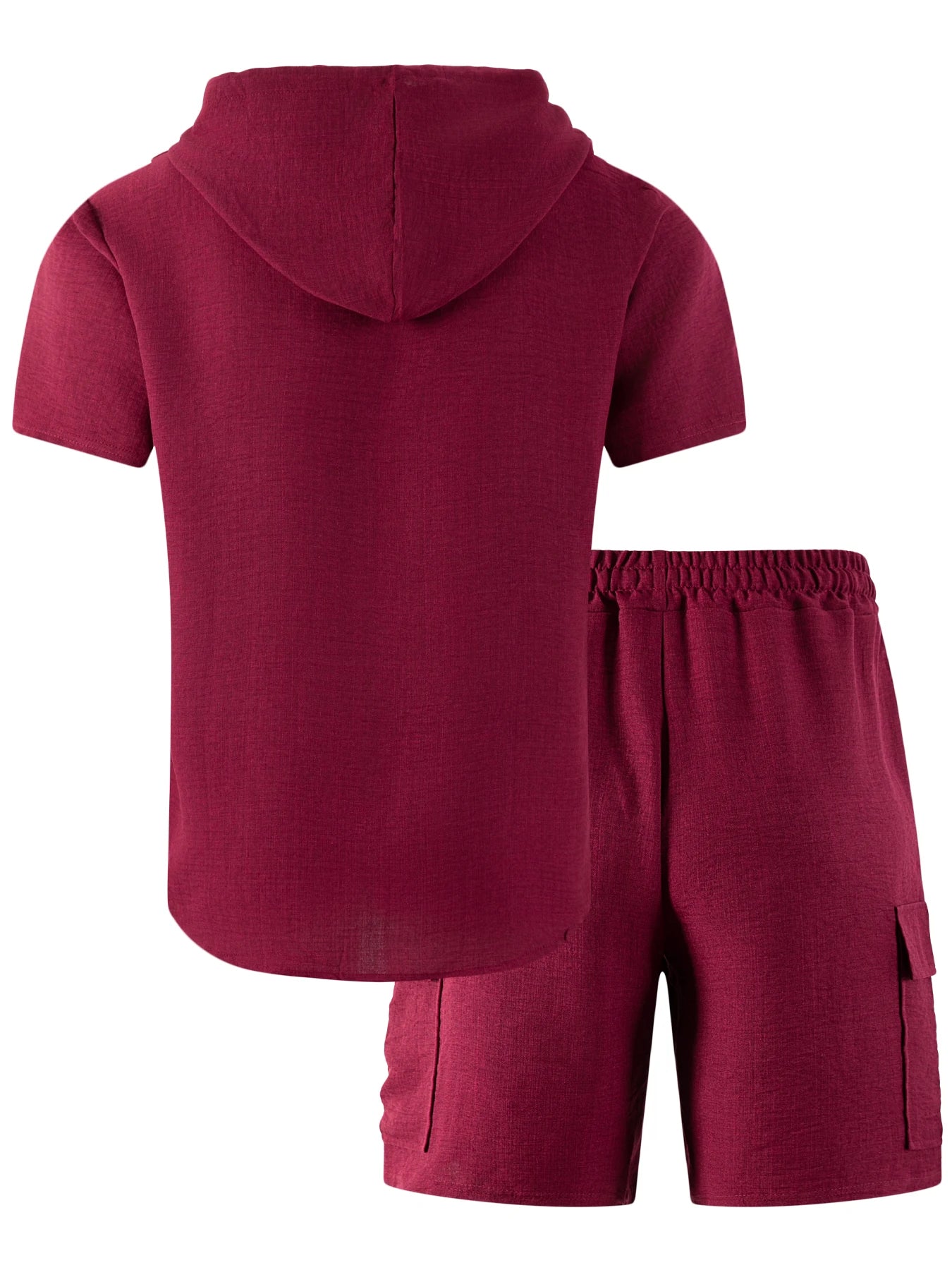 2026 New Men's Summer Casual Suit - Hooded Short-Sleeved Shirt and Drawstring Work Pants Set