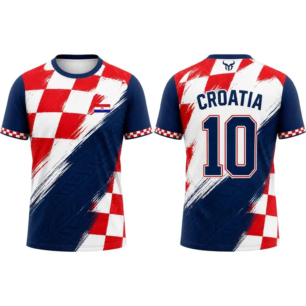 Croatia Flag Printed T-shirt Men Quick Dry Breathable Football Jersey Men's And Women's Casual Streetwear Short-sleeved Tops