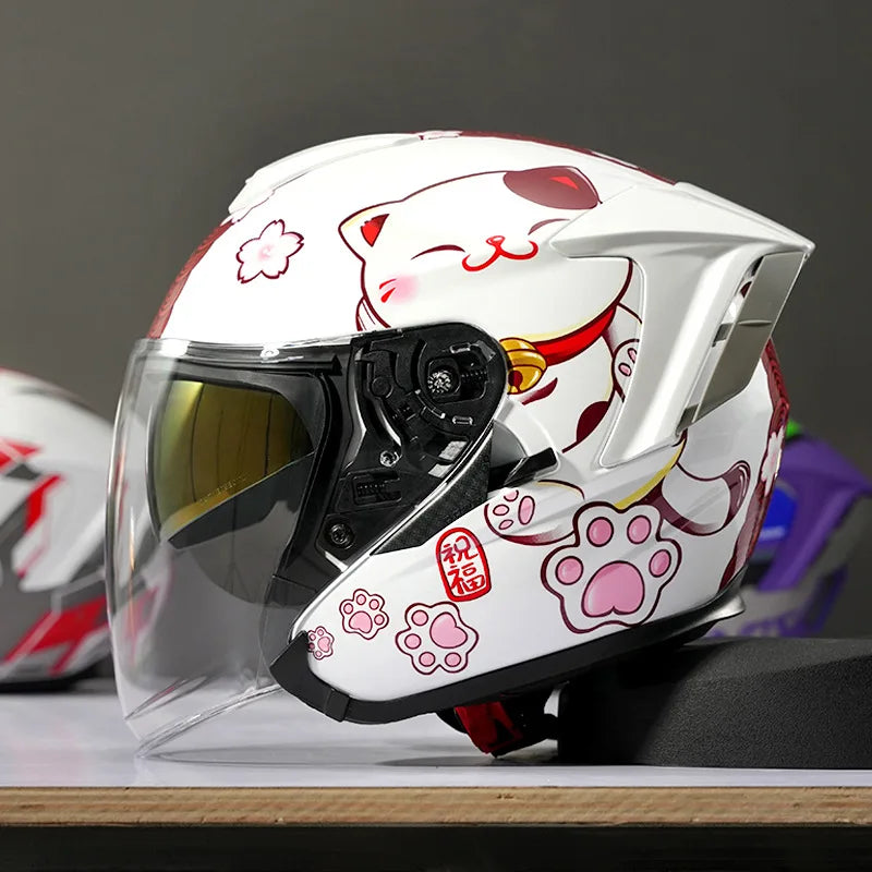 Lightweight Ventilated 3/4 Open Face Helmet DOT ECE Approves Motorbike Scooter Scooter Half Helmet Open Face Casco Moto
