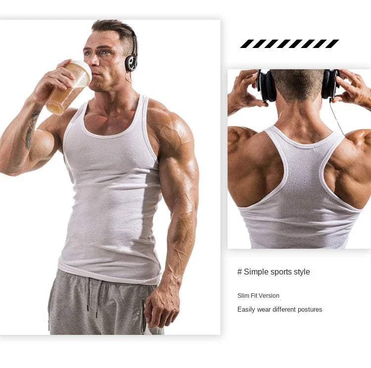 Summer Men's Sports Clothing Casual Vest Fashion Round Neck Quick Dry Tank Top Male Outdoor Gym Fitness Sleeveless Base Shirt