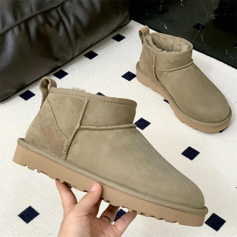 2026 New Design Winter Boots Women Super Mini Real Sheepskin Wool Comfort Warm Natural Fur Shoe Man Classic Snow Boot Size 35-44