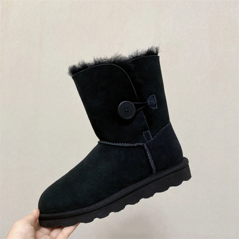 2026 New Design Winter Boots Women Super Mini Real Sheepskin Wool Comfort Warm Natural Fur Shoe Man Classic Snow Boot Size 35-44