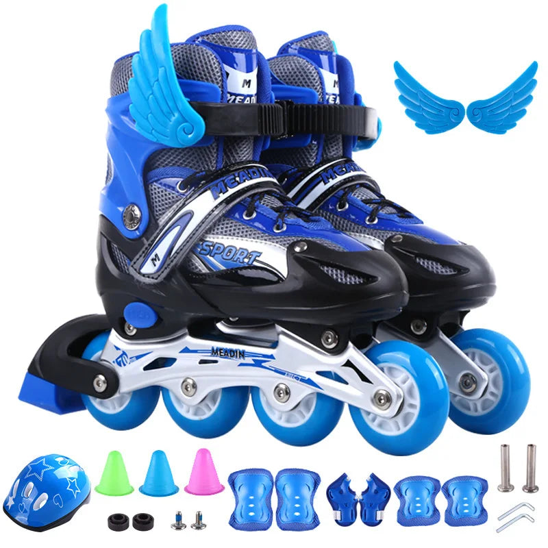 Children's skates Adjustable skates full set of flashing in-line outdoor practice roller skates