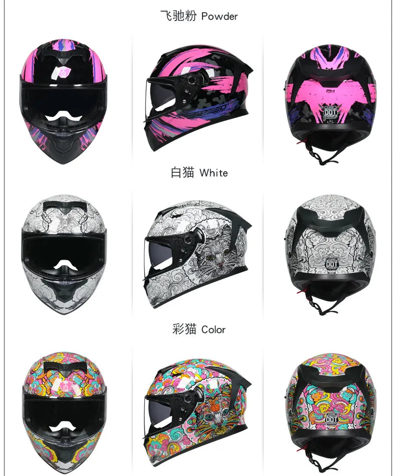 Motorcycle full Face Helmets for Men and Women Moto Racing helmet Adult safety helmet DOT certification
