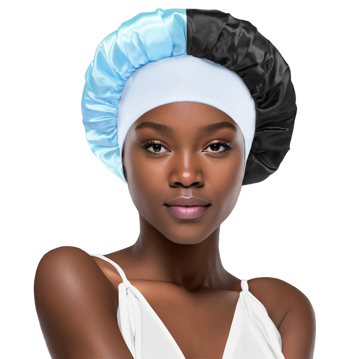 Women Wide Edge Satin Bonnet Sleeping Hat Double Colors Round Shower Caps Unisex Cap Apparel Accessories