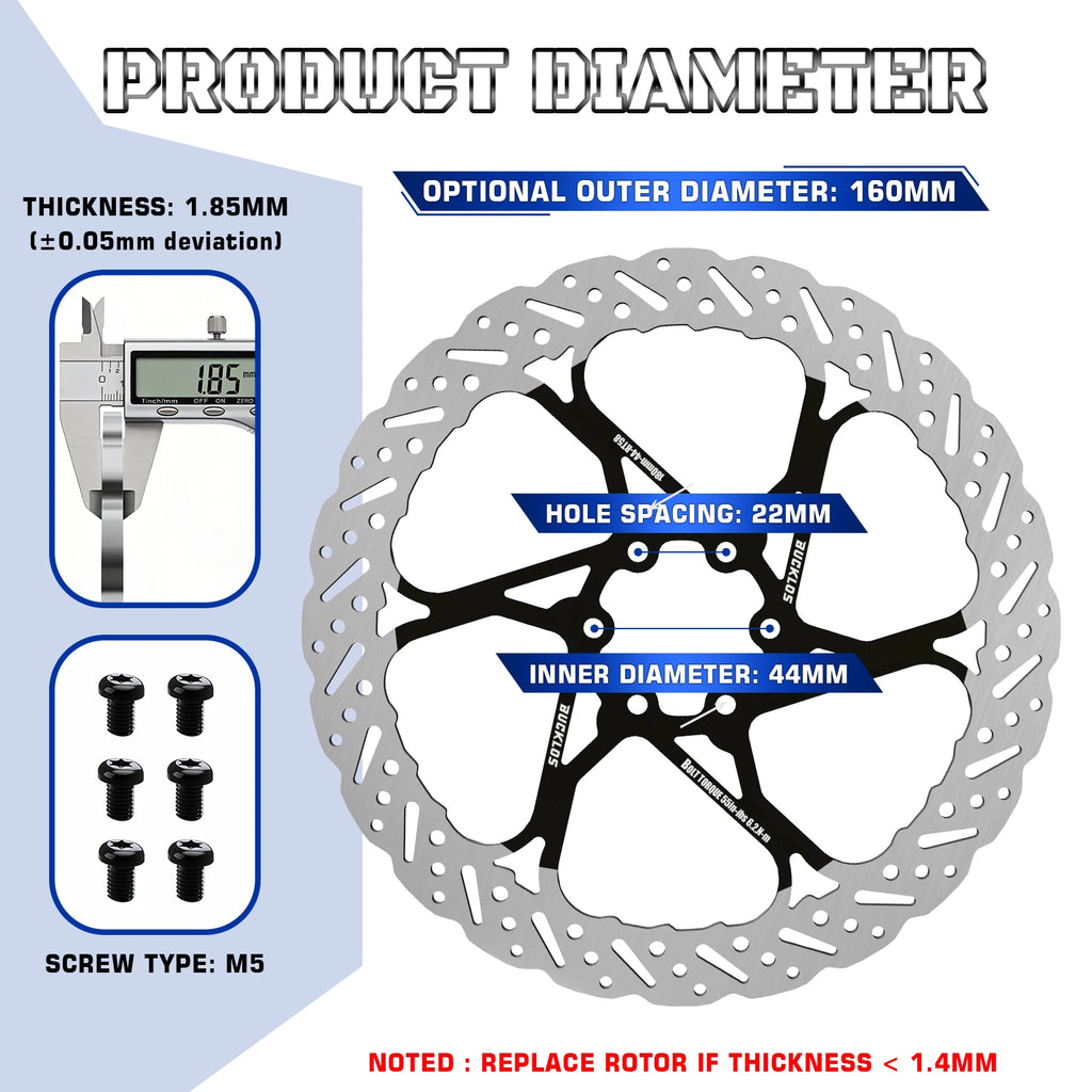 BUCKLOS 2PC Bicycle Rotor Bike Brake Discs 160mm 140mm 180mm 203mm Brake Discs Heat Dissipation Hydraulic Disc Brakes Rotor