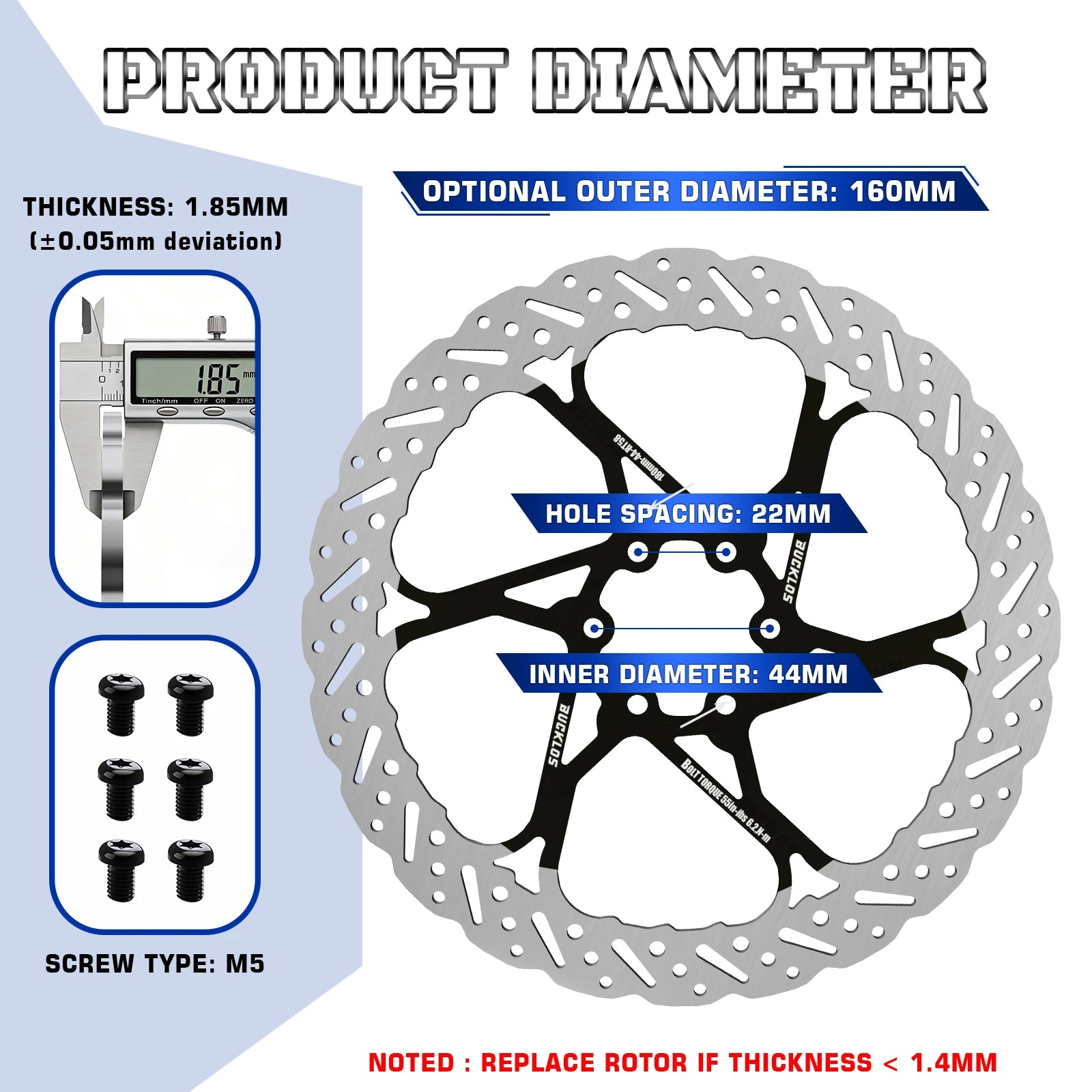 BUCKLOS 2PC Bicycle Rotor Bike Brake Discs 160mm 140mm 180mm 203mm Brake Discs Heat Dissipation Hydraulic Disc Brakes Rotor