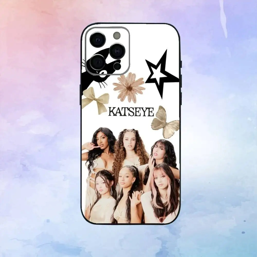 Hot Music K-KATSEYE Phone Case  For iPhone17,16,15,14,13,12,11 Plus,Pro Max Soft Black Cover