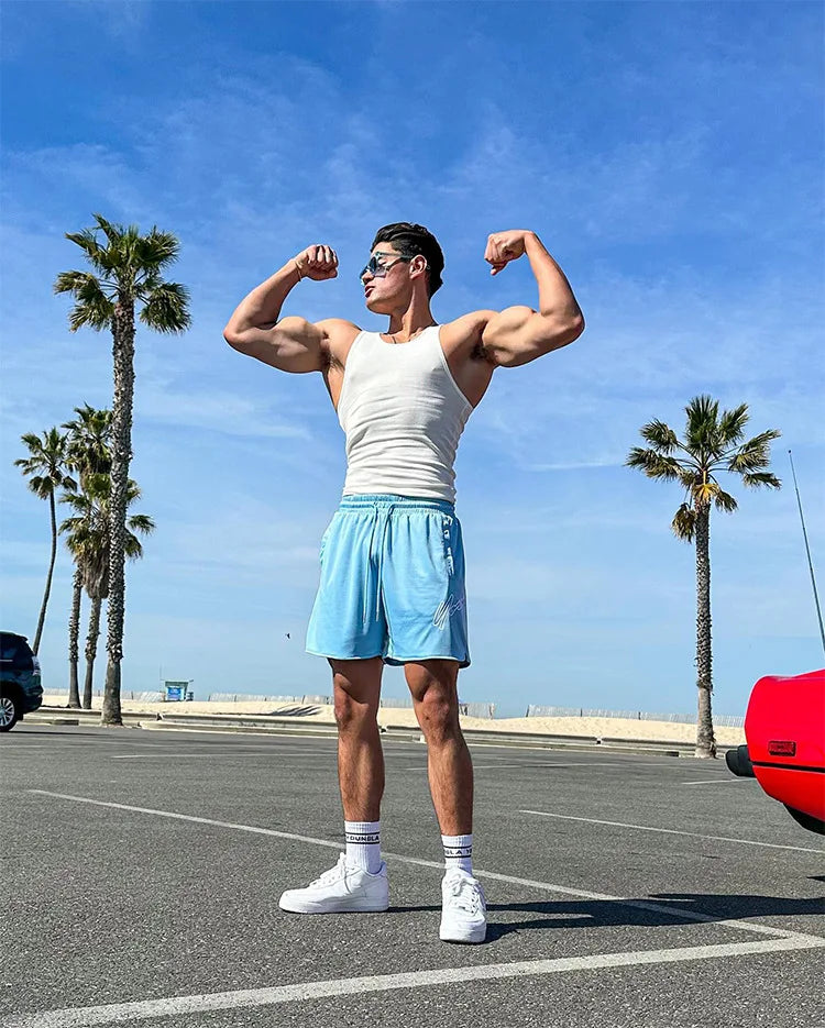 Trend Men's Mesh Beach Swim Casual Shorts Man Quick Dry Loose Basketball Jogger Short Pants Gym Fitness Sport Running Sweatpants