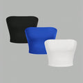 3 pieces Women's strapless vest sleeveless crop top lady's tube top flat mouthed navel wrapped chest top ﻿party outfit